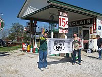 USA - Paris Springs MO - Gay Parita Restored Sinclair Station David & Johari with Route 66 Flag 1 (15 Apr 2009)